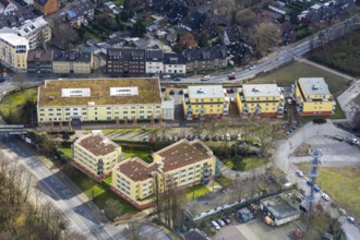 Aerial view, ASB Senior Citizens' Centre, House 1 and extension House 2, Oberhausen, Ruhr area,