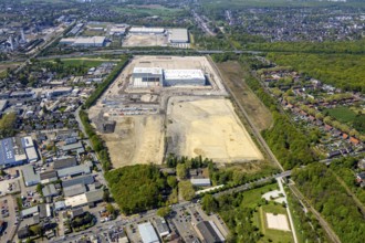 Aerial view, Logport V, Duisburger Hafen AG, Duisport, EDEKA logistics centre, central warehouse,