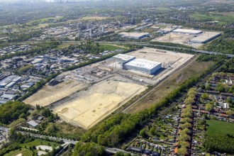 Aerial view, Logport V, Duisburger Hafen AG, Duisport, EDEKA logistics centre, central warehouse,