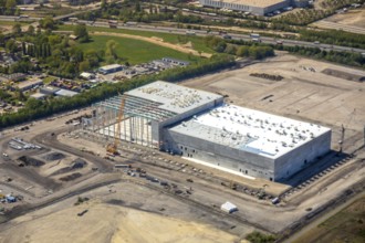 Aerial view, Logport V, Duisburger Hafen AG, Duisport, EDEKA logistics centre, central warehouse,