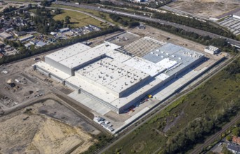 Aerial view, new access road, Oberhausen-Waldteich new EDEKA logistics centre for the Rhine-Ruhr