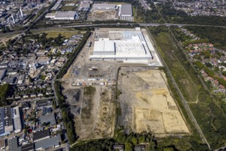 Aerial view, new access road, Oberhausen-Waldteich new EDEKA logistics centre for the Rhine-Ruhr