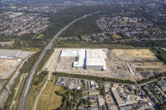 Aerial view, new access road, Oberhausen-Waldteich new EDEKA logistics centre for the Rhine-Ruhr