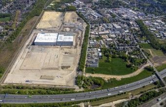Aerial view, Logport V, Duisburger Hafen AG, Duisport, EDEKA logistics centre, central warehouse,