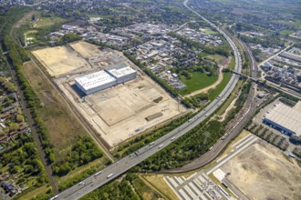 Aerial view, Logport V, Duisburger Hafen AG, Duisport, EDEKA logistics centre, central warehouse,