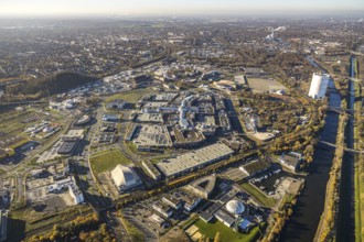 Aerial view, Neue Mitte, CentrO site, gasometer renovation measures, Borbeck, Oberhausen, Ruhr