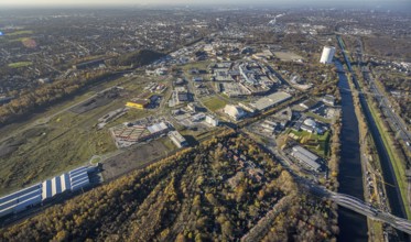 Aerial view, Neue Mitte, CentrO site, gasometer renovation measures, Poco Einrichtungsmarkt,