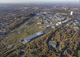 Aerial view, Neue Mitte, CentrO site, gasometer renovation measures, Poco Einrichtungsmarkt,