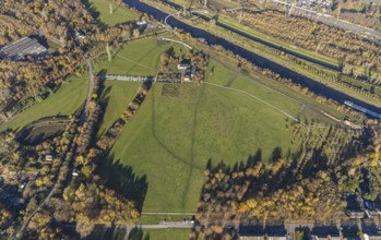 Aerial view, Haus Ripshorst, Information Centre Emscher Landscape Park, Borbeck, Oberhausen, Ruhr