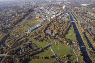 Aerial view, Neue Mitte, CentrO site, gasometer renovation measures, Poco Einrichtungsmarkt,