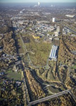 Aerial view, Neue Mitte, CentrO site, gasometer renovation measures, Poco Einrichtungsmarkt,