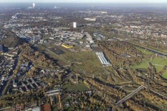 Aerial view, Neue Mitte, CentrO site, gasometer renovation measures, Poco Einrichtungsmarkt,