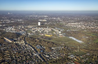 Aerial view, Neue Mitte, CentrO site, gasometer renovation measures, Poco Einrichtungsmarkt,