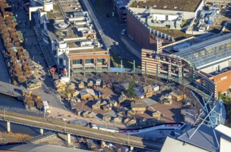 Aerial view, Centro, Platz der Guten Hoffnung, preparations for the Centro Christmas market,