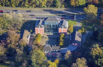 Aerial view, LUDWIGGALERIE Schloss Oberhausen, art museum, Marienviertel, Oberhausen, Ruhr area,