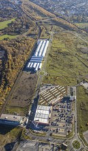 Aerial view, Landgard Cash & Carry, Hornbach Baumarkt, Borbeck, Oberhausen, Ruhr area, North