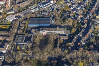 Aerial view, comprehensive school Osterfeld, GSO Halle, Osterfeld, Oberhausen, Ruhr area, North