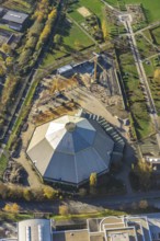 Aerial view, construction site renovation garden dome, Osterfeld, Oberhausen, Ruhr area, North