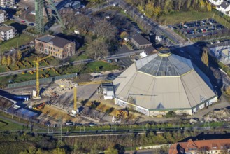 Aerial view, construction site renovation garden cathedral, Osterfeld, Oberhausen, Ruhr area, North