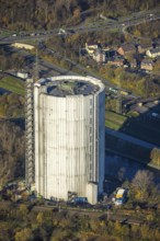 Aerial photo, gasometer renovation, covered gasometer, CentrO Ferris wheel, Buschhausen,