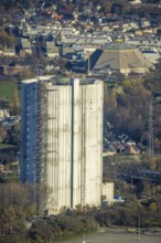 Aerial view, gasometer renovation, covered gasometer, CentrO Ferris wheel, Buschhausen, Oberhausen,