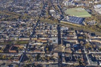 Aerial view, Catholic Church at Altmarkt, Altmarkt, city centre, Oberhausen, Ruhr area, North