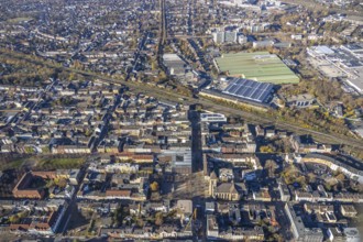 Aerial view, Catholic Church at Altmarkt, Altmarkt, city centre, Oberhausen, Ruhr area, North