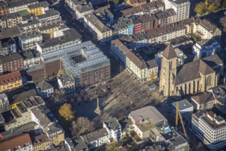 Aerial view, Catholic Church at Altmarkt, Altmarkt, city centre, Oberhausen, Ruhr area, North