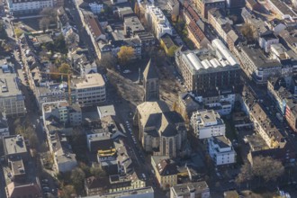 Aerial view, Catholic Church at Altmarkt, Altmarkt, city centre, Oberhausen, Ruhr area, North