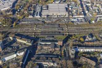 Aerial view, Oberhausen Hbf, city centre, Oberhausen, Ruhr area, North Rhine-Westphalia, Germany,