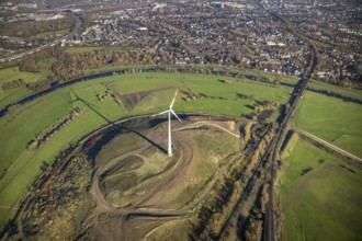 Aerial view, Styrumer Ruhrbogen, Ruhrwiesen, landfill Kolkerhofweg, city triangle