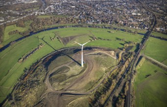Aerial view, Styrumer Ruhrbogen, Ruhrwiesen, landfill Kolkerhofweg, city triangle