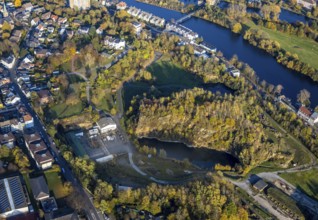 Aerial view, Rauen quarry, Ruhr river, Saarn, Mülheim an der Ruhr, Ruhr area, North