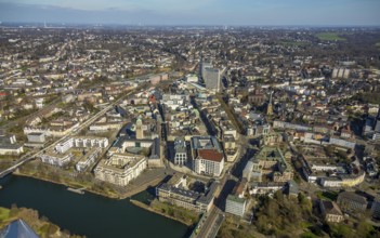 Aerial view, Ruhr, Ruhrbania, StadtQuartier Schlossstraße, Stadthafen Mülheim Ruhrbahnia, Altstadt