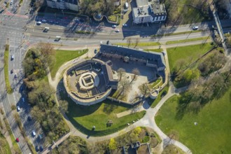 Aerial photo, Broich Castle, left, Ruhr, perpendicular, view, Mülheim an der Ruhr, Ruhr area, North