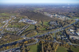 Aerial view, industrial estate Im Venn, Sterkrader Venn, motorway A2 junction