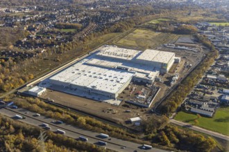 Aerial view, Edeka central warehouse logistics centre, Waldteich, Schwarrze Heide, Oberhausen, Ruhr