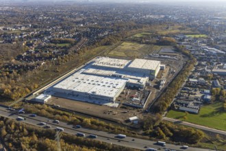 Aerial view, Edeka central warehouse logistics centre, Waldteich, Schwarrze Heide, Oberhausen, Ruhr