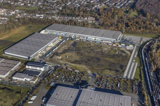 Aerial view, industrial estate Im Lekkerland, Geodis Logistik, Lekkerland, SEGRO Logistics Park,