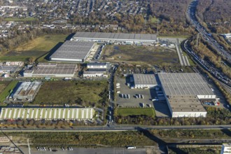Aerial view, industrial estate Im Lekkerland, Geodis Logistik, Lekkerland, SEGRO Logistics Park,