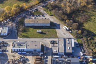 Aerial view, industrial area Im Venn, Sterkrader Venn, Königshtardt, Oberhausen, Ruhr area, North