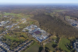 Aerial view, industrial area Im Venn, Sterkrader Venn, Halde Haniel, Königshtardt, Oberhausen, Ruhr