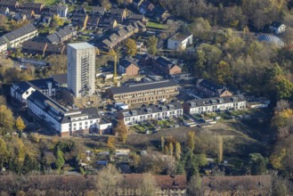 Aerial view, construction site, housing estate Am Schacht IV, Klosterhardt, Oberhausen, Ruhr area,