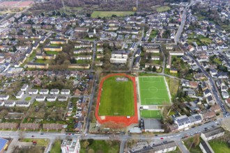 Aerial photo, housing estate Knappenviertel, football pitch Fritz-Collet-Anlage,