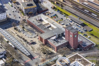 Aerial view, Oberhausen main station, Willy-Brandt-Platz, Oberhausen, Ruhr area, North