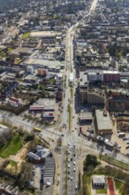 Aerial view, Oberhausen City-Ost, intersection Mülheimer Straße, Danziger Straße, commercial