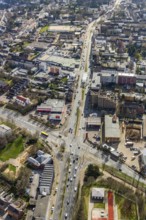 Aerial view, Oberhausen City-Ost, intersection Mülheimer Straße, Danziger Straße, commercial
