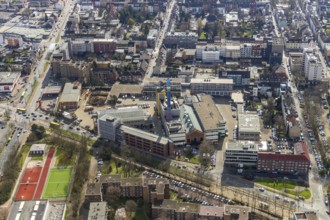Aerial view, Energieversorgung Oberhausen AG, Oberhausen, Ruhr area, North Rhine-Westphalia,
