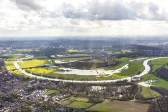 Aerial view, Styrumer Ruhrbogen, landfill Kolkerhofweg, city triangle Duisburg - Oberhausen -
