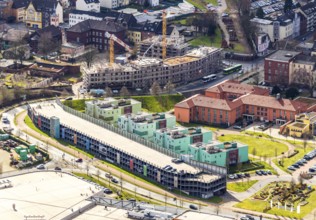 Aerial view, Gute Hoffnung residential complex, Reinholf-Krohn-Park, car park Technisches Kaufhaus,